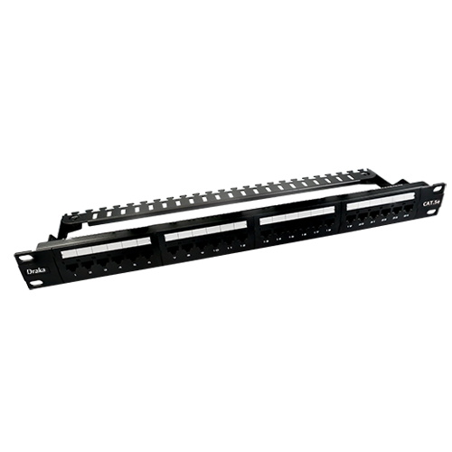 Cat5e UTP Vertical 180° Patch Panel 1U/19" 24port, Punchdown 110/LSA, with rear cable management, Black -1