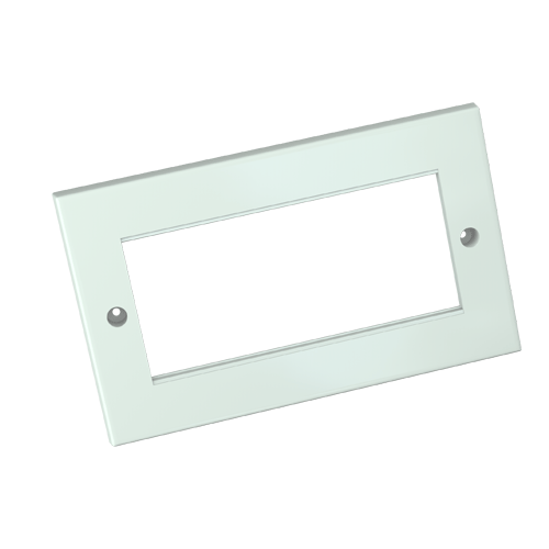 Double Gang European Flat Faceplate 146x86 4x Aperture (100x50) White - 12