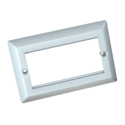 Double Gang European Bevelled Faceplate 146x86 4x Aperture (100x50) White - 6