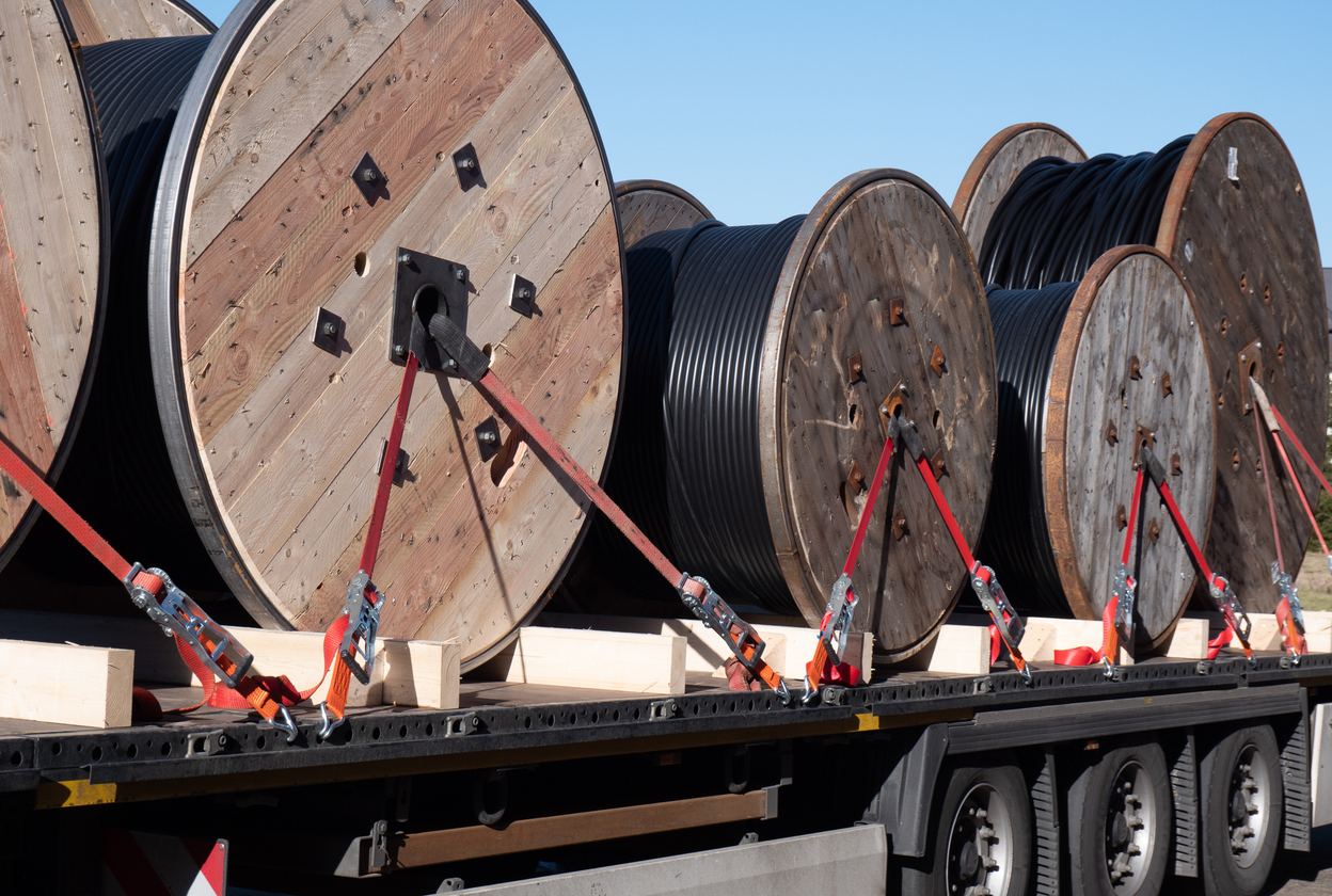 cable drums on a lorry