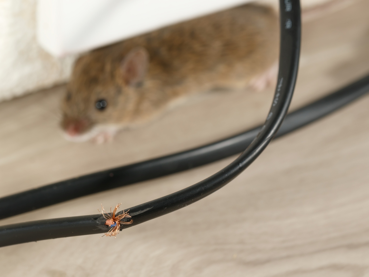 an image showing a broken cable and a mouse behind it