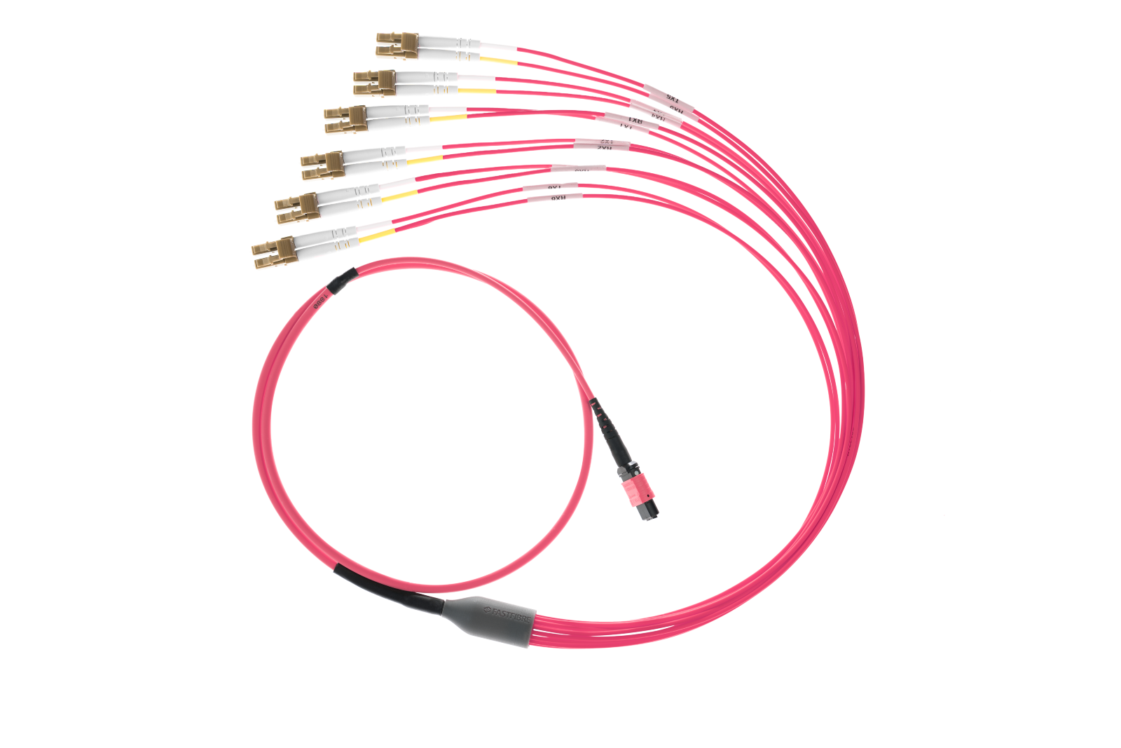 an image showing pink cable with multiple plug ins