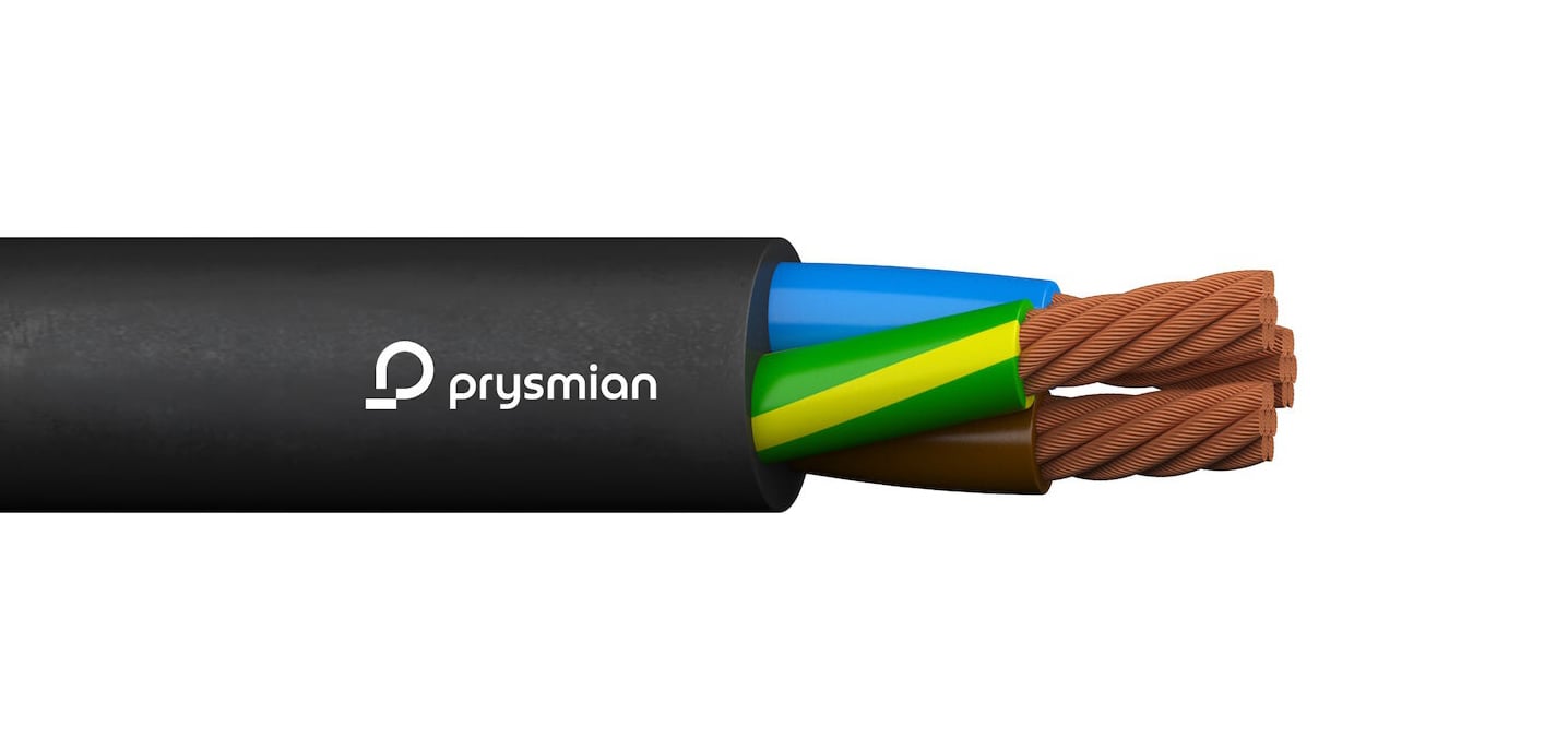 image showing a black cable with three insulated copper wires