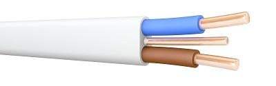 An image of a cable with a bare copper wire and two insulated wires