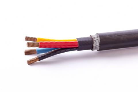 an image of a four core SWA cable with old core colours