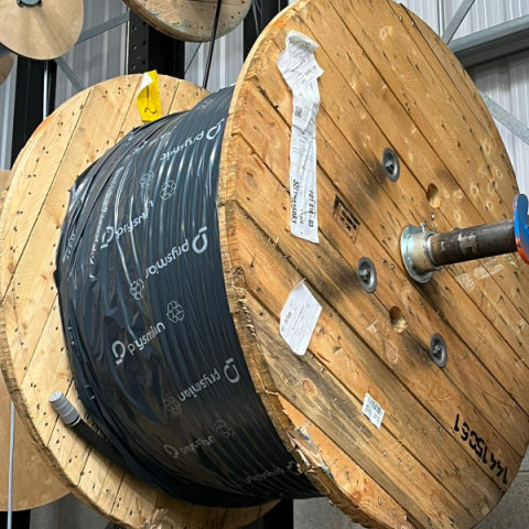 Close up of Prysmian cable reel