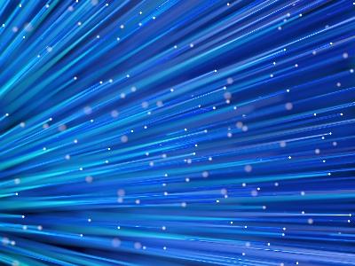 An abstract image showing glass fibre strands on a blue background.