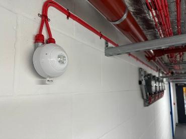 fire resistant cable installed along the walls and ceiling