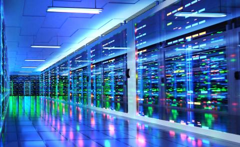 an abstract image of the interior of a hyperscale data centre
